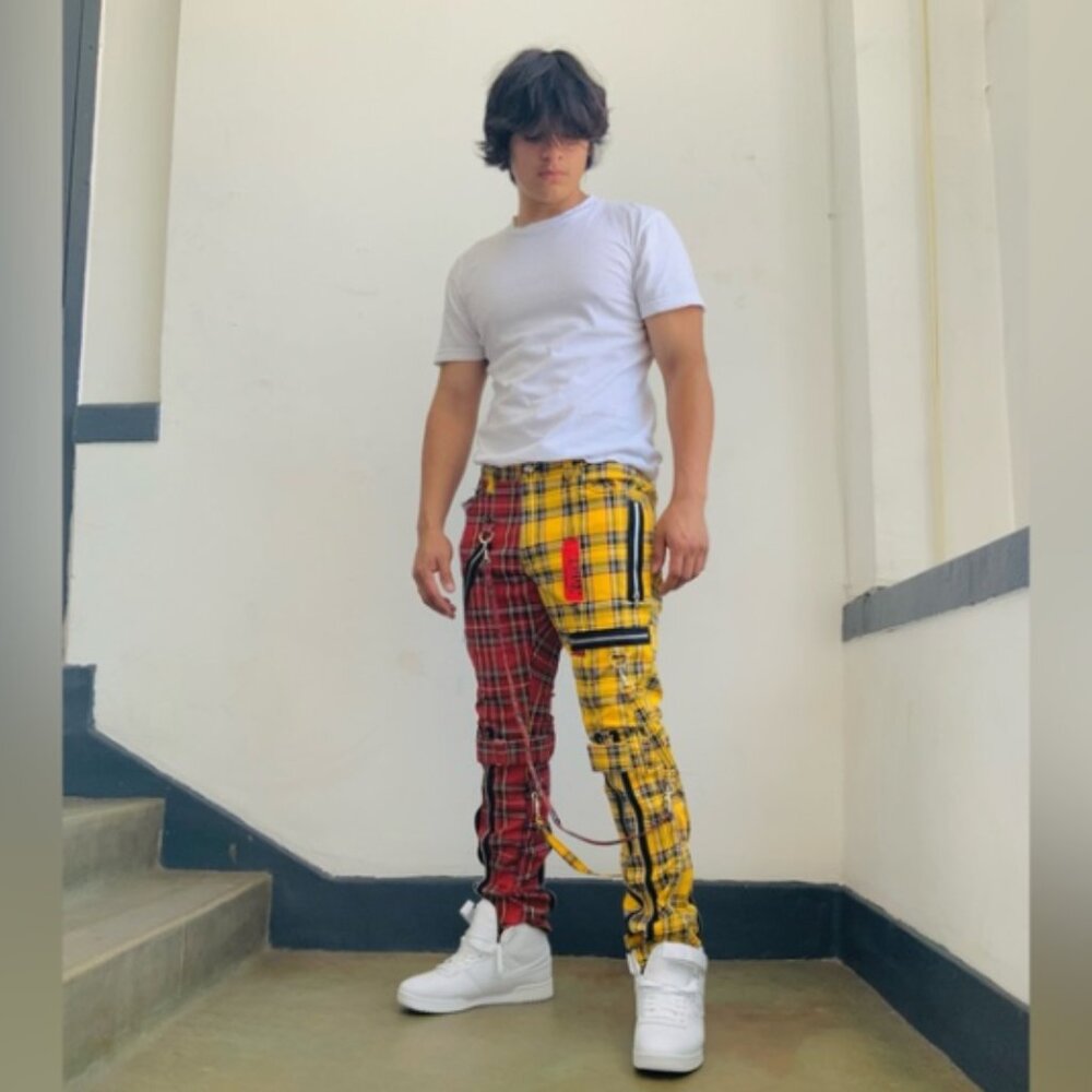 Men’s Tripp Red Yellow Black White Navy Plaid Pants NWT